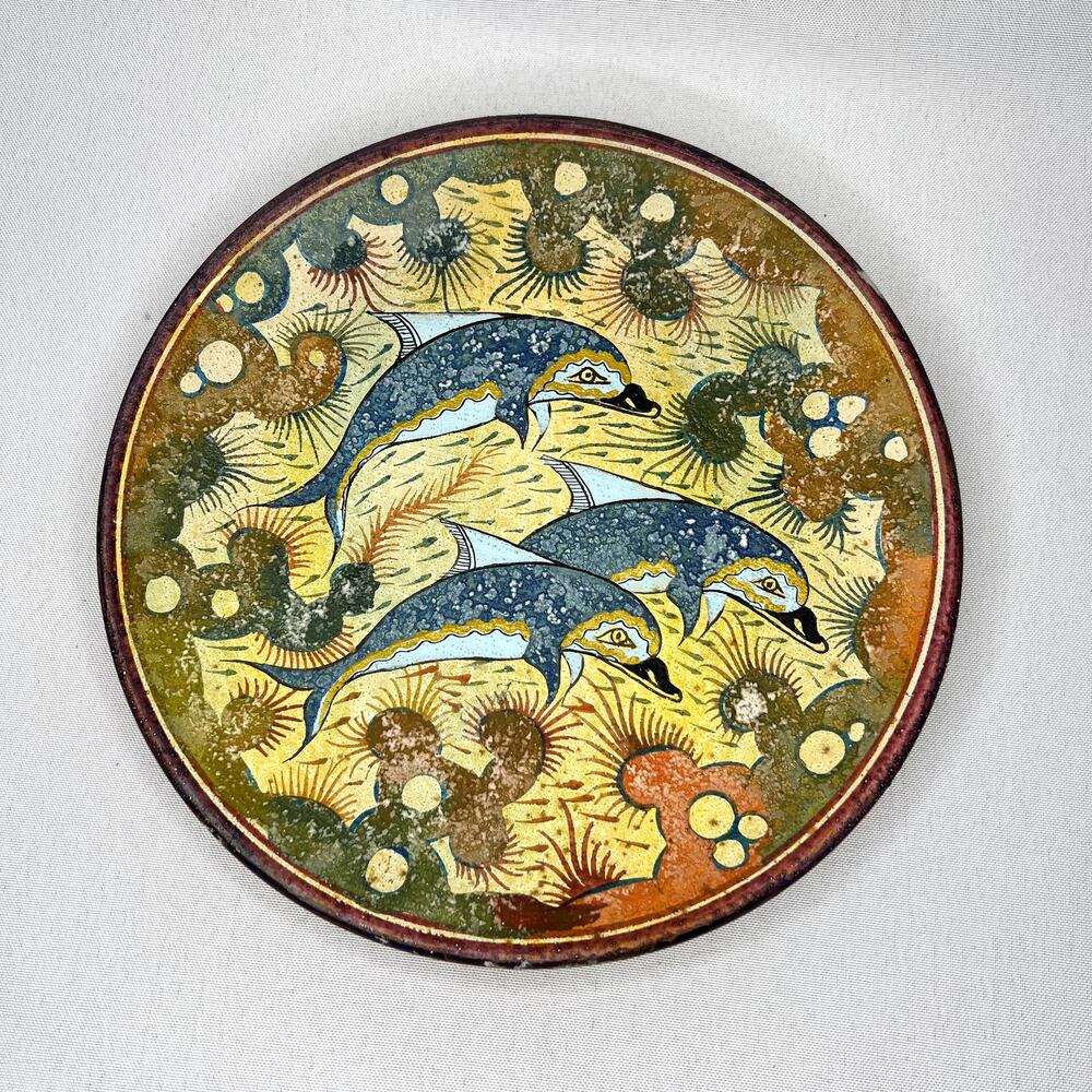 Minoan Dolphins Knossos Ceramic Plate Ancient Greek Pottery Décor Hand Painted